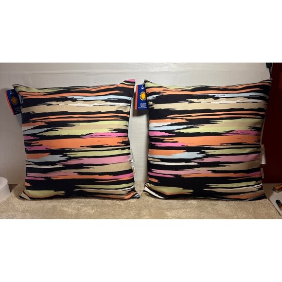 Pier 1 Imports Throw Pillows 16x16" Multi Colored UV Treated Mildew Resist Set - Picture 8 of 8